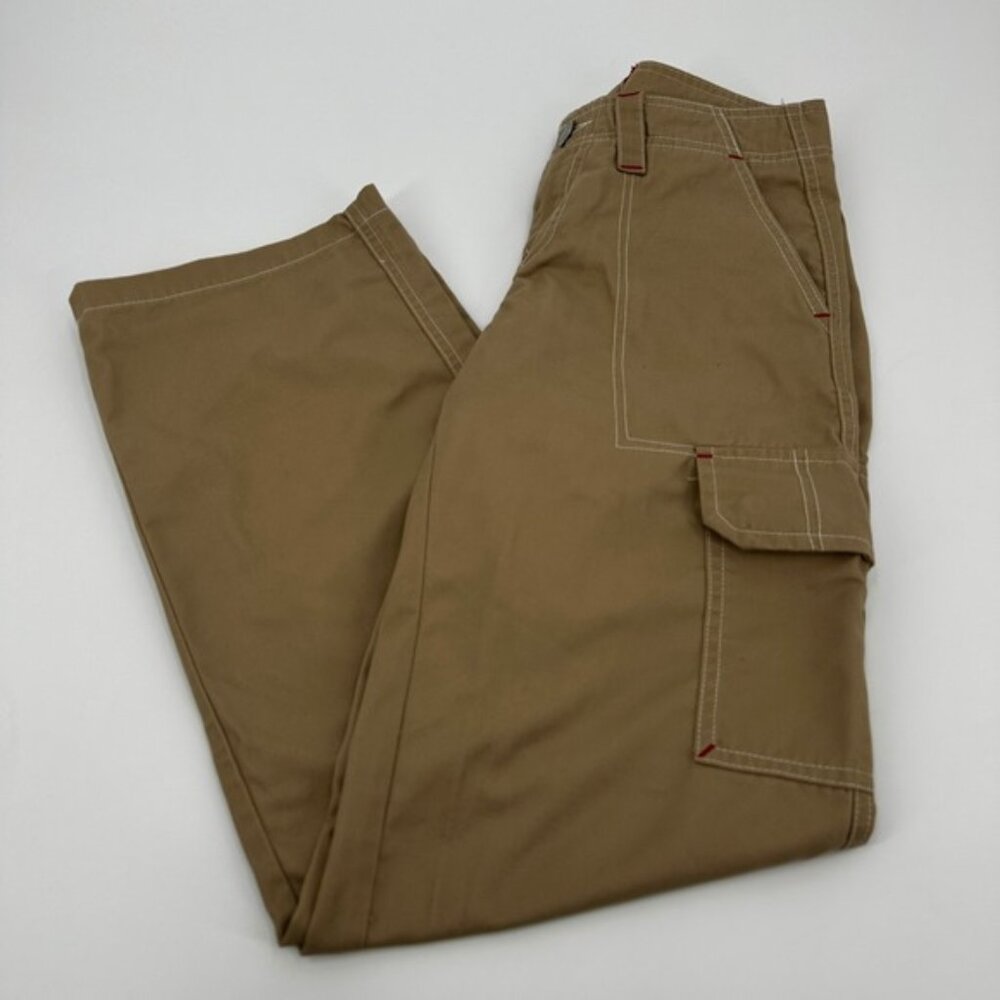 True Religion Womens Khaki Tan Contrast Stitch Cargo Pants Straight Leg